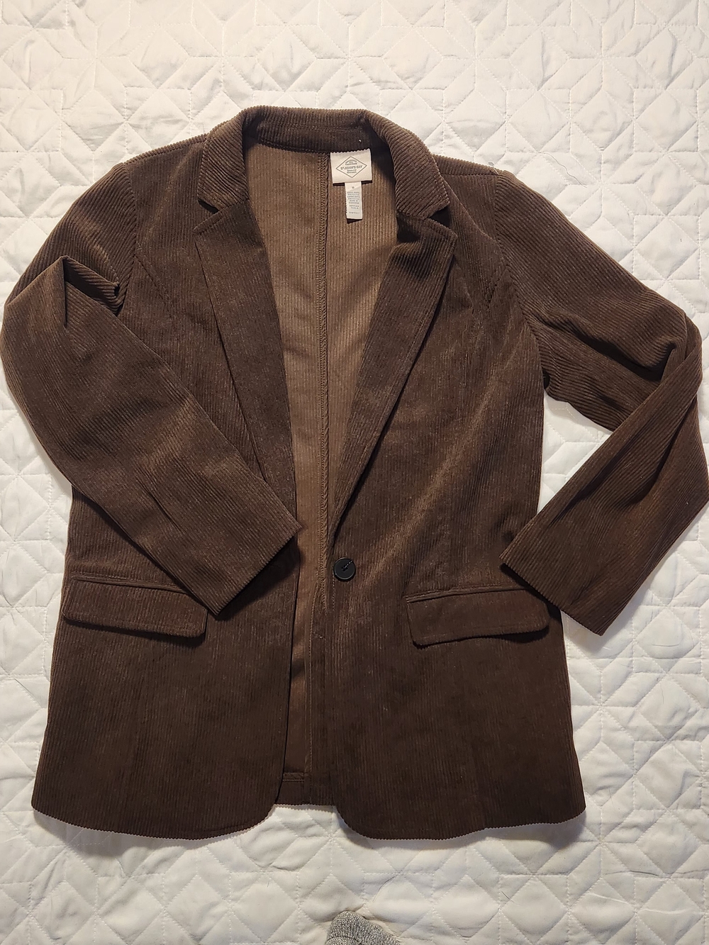 St. Johns Bay Women's Brown Corduroy Blazer Jacket